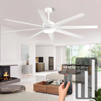 Modern Ceiling Fans with Lights, 72 Inch Ceiling Fan with Light and Remote, Bedroom Living Room Library Cafe Outdoor/Industrial,24W 3CCT Dimmable, 8 Blades 6 Speed Reversible Quiet DC Motor, Black
