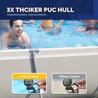 Honeydrill 6.2ft x 4.2ft x 16.5in Rectangular Metal Frame Above Ground Swimming Pool for Family, Blue