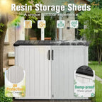 Greesum Outdoor Horizontal Storage Shed 27 Cu.ft Resin Large Storage Box for Garden Patio