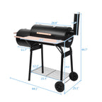 Zimtown BBQ Charcoal Grill Outdoor Barbecue Pit with Offset Smoker Patio Backyard Black