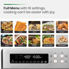 Infrared Heating Air Fryer Toaster Oven, Extra Large Countertop Convection Oven 10-in-1 Combo, 6-Slice Toast, Enamel Baking Pan Easy Clean with Recipe Book, Black Matte Stainless Steel