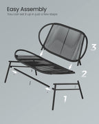 Outdoor Settee 2-Seat Garden Furniture with Backrest PE Rattan