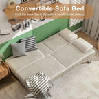 Shahoo Modern Linen Upholstered Convertible Folding Futon Sofa Bed with Removable Armrests