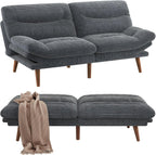 Convertible Futon Sofa Bed, 66 Inch Corduroy Futon Sofa Recliner Sofa Bed for Small Spaces, Playrooms or Offices