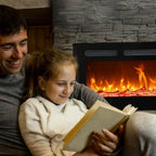 EUHOMY 50 Inch Electric Fireplace Wall Recessed Adjustable Flame Color Fireplace Heater