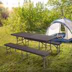 VINGLI Folding Camping Table with Chairs, Brown