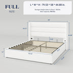Allewie Queen Size Lift Up Storage Bed Modern Wingback Headboard Hydraulic Support