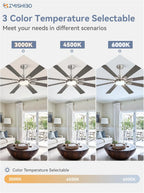 ZMISHIBO 72 inch Large Ceiling Fans with Lights and Remote, Indoor/Outdoor Black Modern Ceiling Fan for Kitchen Living Room Patio, 6 Speed Reversible Quiet DC Motor, 3 CCT, Dual Finish 8 Blades