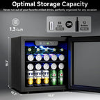 Beverage Refrigerator Cooler 126 Can Mini Fridge Glass Door for Drinks Soda Beer Wine Refrigerator