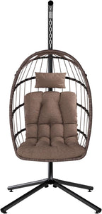 SWITTE Egg Chair Outdoor with Stand Indoor Wicker Hanging Egg Swing Chair with Cushion