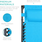 Best Choice Products Folding Zero Gravity Outdoor Recliner Patio Lounge Chair w/Adjustable Canopy Shade, Headrest, Side Accessory Tray, Textilene Mesh - Peacock Blue