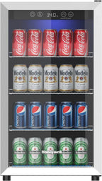 Beverage Refrigerator and Cooler 115 Can Mini Fridge with Glass Door for Soda Beer or Wine