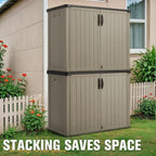 Greesum Outdoor Horizontal Storage Shed 27 Cu.ft Resin Large Storage Box for Garden Patio