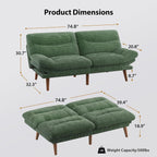 Convertible Futon Sofa Bed, 66 Inch Corduroy Futon Sofa Recliner Sofa Bed for Small Spaces, Playrooms or Offices