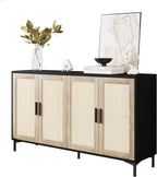 JASIWAY Buffet Cabinet with Storage 48 Rattan Sideboard Adjustable Shelves Modern Coffee Bar