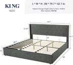 Allewie Queen Size Lift Up Storage Bed Modern Wingback Headboard Hydraulic Support