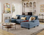 Furmax Sectional Couches for Living Room U-Shaped Sofa Couch Linen Fabric 4 Seat Sofa Set