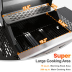 Segmart 3 Burner BBQ Propane Gas Grill, Stainless Steel 27,000 BTU Patio Garden Barbecue Grill with Side Tables, Hanging Basket & Thermometer, Perfect for Camping, Outdoor Cooking