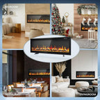 EUHOMY 50 Inch Electric Fireplace Wall Recessed Adjustable Flame Color Fireplace Heater