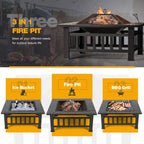 Devoko Outdoor Fire Pit, 32 Inch Firepit Table Metal Outdoor Fireplaces with Waterproof Cover for Outside Patio Camping