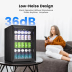 Beverage Refrigerator Cooler - 126 Can Mini Fridge Glass Door for Drinks Soda Beer Wine - Small Refrigerator for Office Bedroom Home Bar, 4 Adjustable Shelves, 3.2 Cu.Ft, Silver