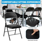 6 Pack Black Folding Chairs with Leather Chairs Events Office Wedding Party Upholstered Chairs