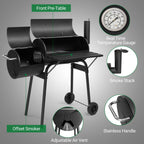Segmart BBQ Charcoal Grill, 45.28-inch Length Portable Barbecue Grill, Offset Smoker Barbecue Oven with Wheels & Thermometer for Outdoor Picnic Camping Patio Backyard