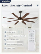 Ceiling Fan Indoor/Outdoor 8 Blades 65 inches
