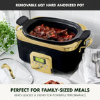 8-in-1 Programmable 6QT Electric Slow Cooker with Dishwasher-Safe Lid and Removable Base