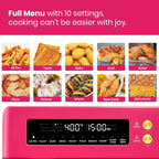 Infrared Heating Air Fryer Toaster Oven, Extra Large Countertop Convection Oven 10-in-1 Combo, 6-Slice Toast, Enamel Baking Pan Easy Clean with Recipe Book, Black Matte Stainless Steel