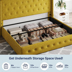 Allewie Queen Size Lift Up Storage Bed Modern Wingback Headboard Hydraulic Support