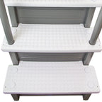 Aqua Select White Anti-Slip Pool Steps with White Steps and White Outside Flip-up Safety Ladder, 48-54H