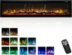 EUHOMY 50 Inch Electric Fireplace Wall Recessed Adjustable Flame Color Fireplace Heater