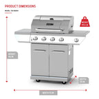 Nexgrill 4-Burner Propane Gas Grill with Side Burner, Stainless Steel Frame, 626 SQ In Total Cooking Space, 60,000 BTUs Output, BBQ Grill Perfect for Outdoor Gatherings - 720-0830H