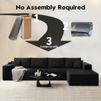 107.5 Cloud Modular Sectional Sofa Couch with L-Shape Chaise,Modern Minimalist Upholstered Couches