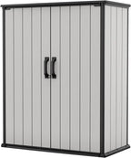 Keter Premier Tall 4.6 x 5.6 ft. Resin Outdoor Storage Shed with Shelving Brackets Patio Furniture