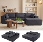 DUMOS 108 Boneless Couch, Cloud Sectional Couch with L-Shape Chaise, Modular Sectional Sofa with Deep Seat, Upholstered Couch for Living Room Bedroom, No Assembly Required (Grey, Left Facing Chaise)