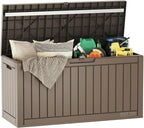 EAST OAK Outdoor Storage Box 60 Gallon Deck Box Indoor and Outdoor Use Waterproof Resin Storage