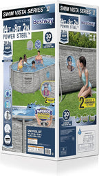 Power Steel 14' x 8'2 x 39.5 Oval Above Ground Pool Set Includes 530gal Filter Pump Ladder