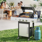 Biotree 3 Burner Gas Grill with Side Burner,40800 BTU Barbecue Grill Propane Stainless Steel BBQ Grill with Porcelain-Enameled Cast Iron Grates for Outdoor Cooking