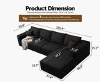 107.5 Cloud Modular Sectional Sofa Couch with L-Shape Chaise,Modern Minimalist Upholstered Couches