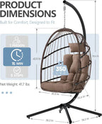SWITTE Egg Chair Outdoor with Stand Indoor Wicker Hanging Egg Swing Chair with Cushion