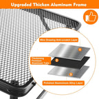 3FT Camping Folding Table with Adjustable Height(16.5/26), Black Metal Mesh Table with Carry Handle, Lightweight Portable Folding Grill Table for Camping Tailgating BBQ Picnic Indoor, up to 66 lbs