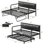 Rolanstar Daybed with Charging Station and LED Lights Height Adjustable Twin Daybed