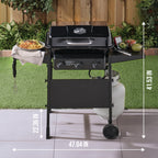Expert Grill 3-Burner Propane Gas Grill with Wheels and Side Shelves, Black