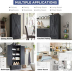 JXQTLINGMU Farmhouse Kitchen Pantry 72 Tall Wood Kitchen Storage Cabinet Adjustable Shelves
