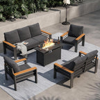 Aoxun Aluminum Outdoor Patio Furniture Set, 5 Seats Outdoor Sectional with Coffee Table, Patio Conversation Sets with Upgraded Armrests and Cushions for Backyard, Garden and Poolside