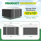 Devoko Outdoor Storage Shed Lockable Metal Garden Shed Steel Anti-Corrosion Storage House