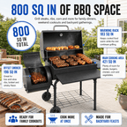 laraVist Charcoal Grill with Offset Smoker, 800 Sq. In. BBQ Grill