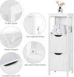 Bathroom Floor Cabinet, Wooden Storage Cabinet with 2 Drawers, Multifunctional Side Organizer Rack Stand Table